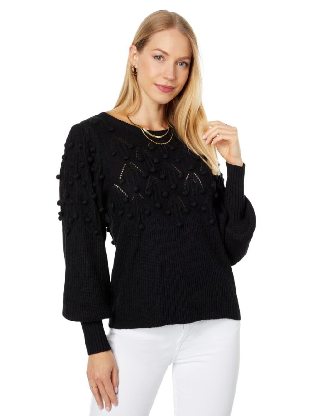 Lilly Pulitzer Neuve Black Puffy Sleeves Sweater Small